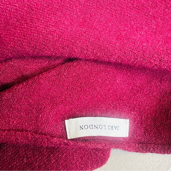 JAKI London Asymmetric Draped Sweater Seamless Knit Burgundy Sz S / M MSRP $248 - Picture 7 of 10